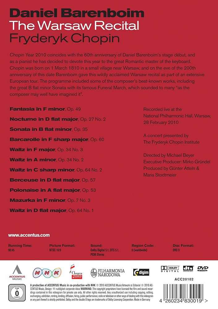 Amazon.com: Warsaw Recital: Daniel Barenboim Plays Chopin